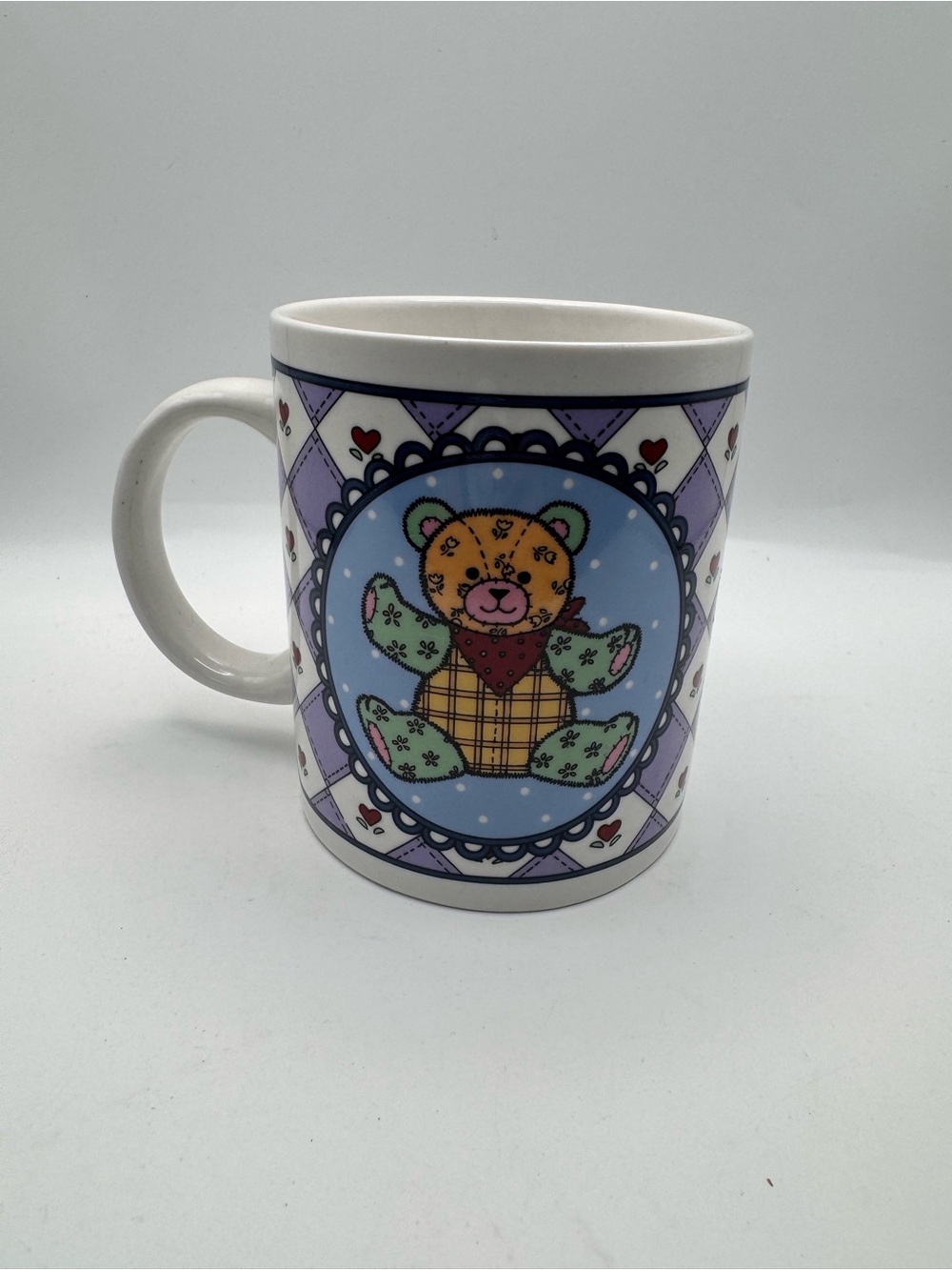 Studio Nova Multicolor Patchwork Teddy Bear Ceramic Coffee Mug